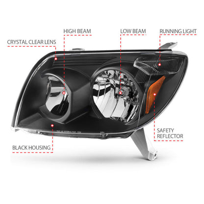 Anzo 2003-2005 Toyota 4Runner Crystal Headlights Black
