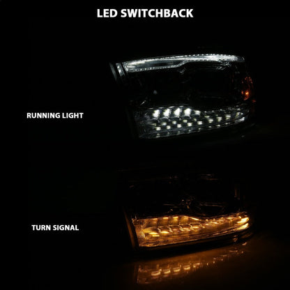 ANZO 2009-2018 Dodge Ram 1500 Projector H.L. Switchback Chrome Amber 111442