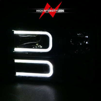 ANZO 88-98 Chevrolet C1500 Crystal Headlights w/ Light Bar Black Housing w/ Signal Side Markers 8Pcs 111528