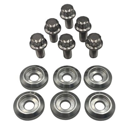 BLOX Racing New Fender Washers Kit M6 12pt - 6pc Large Diameter Silver BXAC-00311-SI