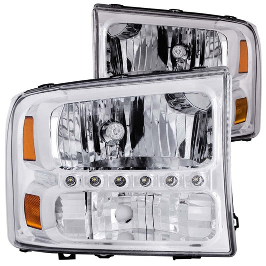 Anzo 2000-2004 Ford Excursion Crystal Headlights Chrome w/ LED 1pc