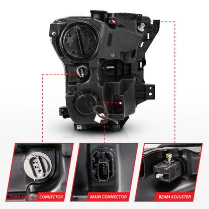 Anzo 2015-2016 Ford F-150 Projector Headlights w/ Plank Style Switchback Bl