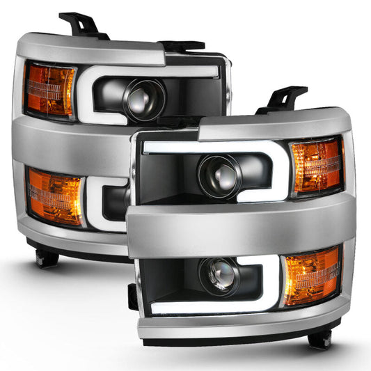 Anzo 2015-2016 Chevrolet Silverado Projector Headlights w/ Plank Style Desi — 14H72