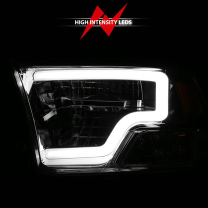 ANZO 2009-2020 Dodge Ram 1500 Full LED Square Projector Headlights w/ Chrome Housing Chrome Amber 111540