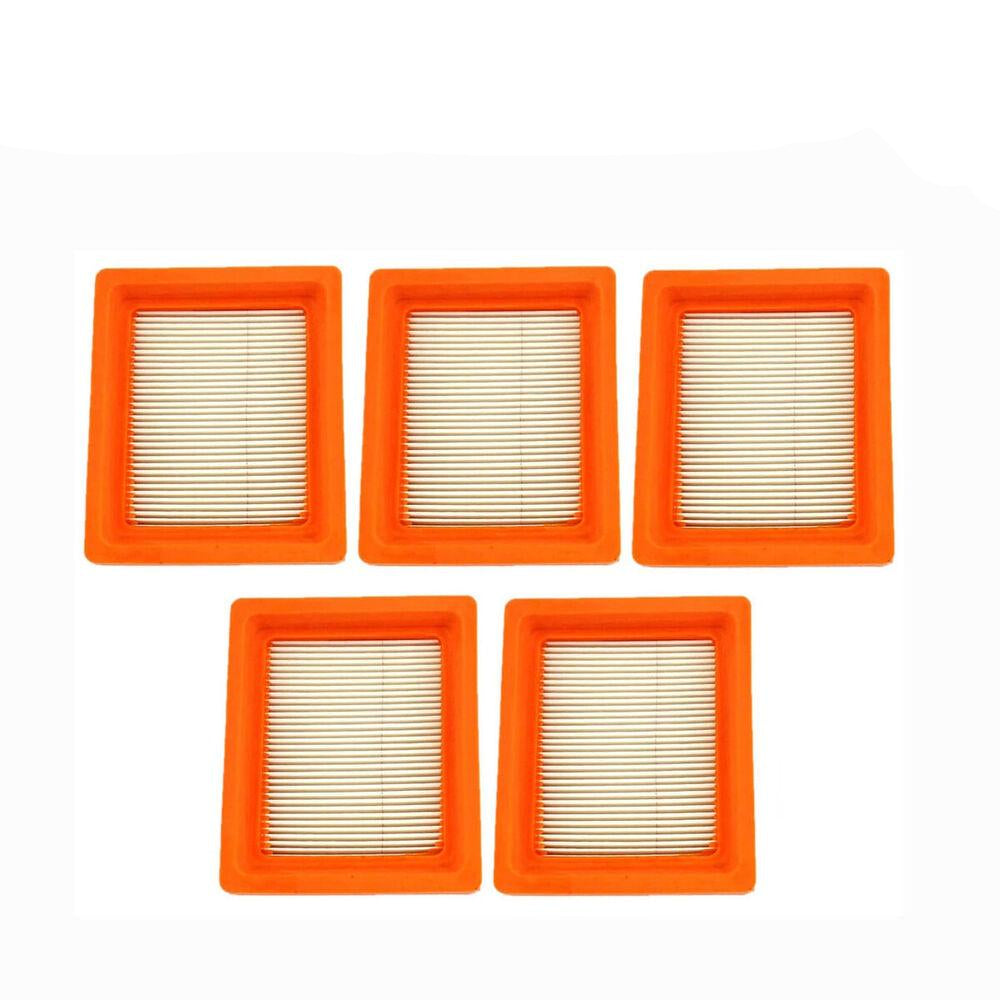 Five air filters with orange frames on a white background, with text 'SHIPS FROM U.S.' and an American flag.