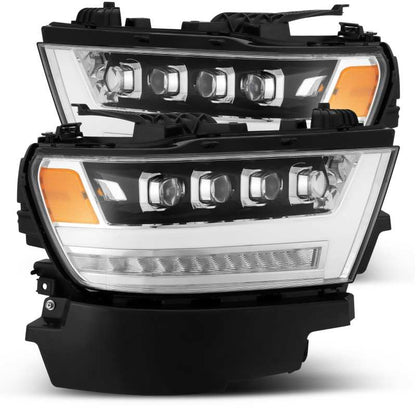 AlphaRex 19-20 Ram 1500HD NOVA LED Proj Headlights Plank Style Chrome w/Activ Light/Seq