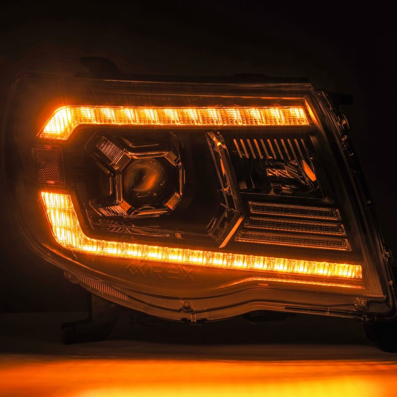 AlphaRex 05-11 Toyota Tacoma LUXX LED Projector Headlights Plank Style Alpha Black