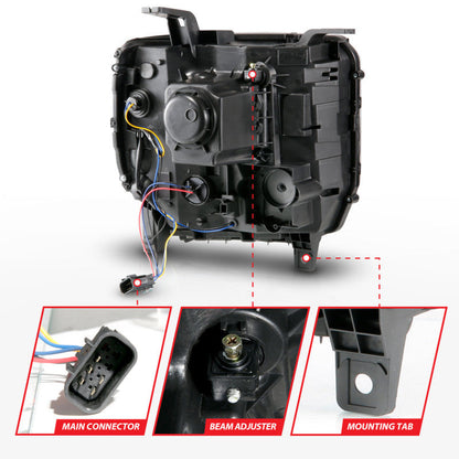 ANZO 2014-2015 Gmc Sierra 1500HD Projector Plank Style Headlight Black W/ Drl 111450