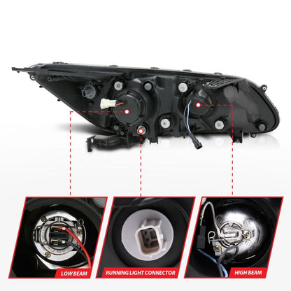 Anzo 2013-2015 Honda Accord Projector Headlights w/ U-Bar Black