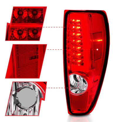 ANZO 2004-2012 Chevrolet Colorado/ GMC Canyon LED Tail Lights w/ Light Bar Chrome Housing