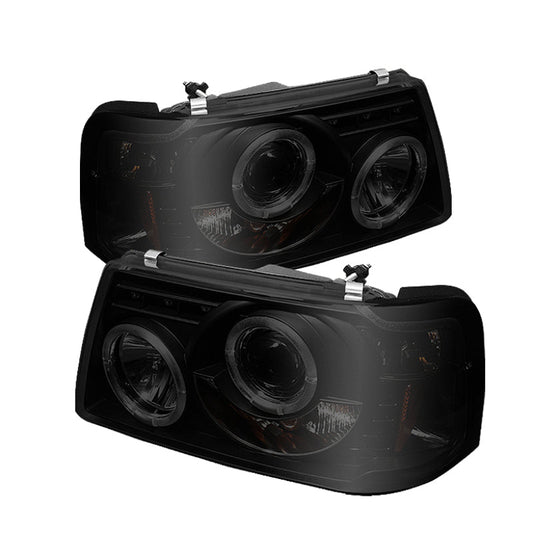 Spyder Ford Ranger 01-11 1PC Projector Headlights LED Halo LED Blk Smke PRO-YD-FR01-1PC-HL-BSM 5078476