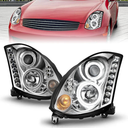 Anzo 2003-2007 Infiniti G35 Projector Headlights w/ Halo Chrome (CCFL)