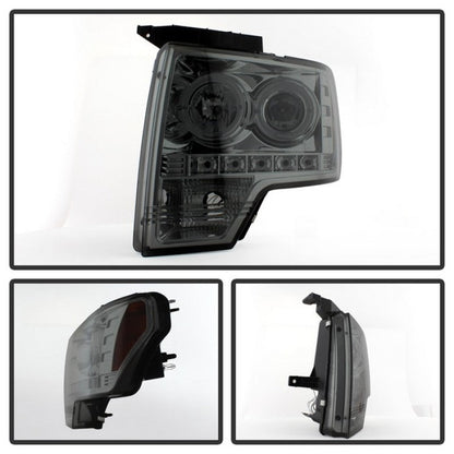 Spyder Ford F150 09-14 Projector Headlights Halogen Model- LED Halo LED Smke PRO-YD-FF15009-HL-SM 5010254