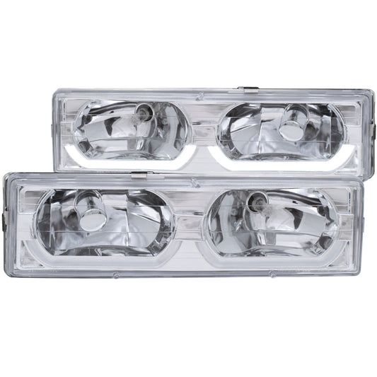 Anzo 1988-1998 Chevrolet C1500 Crystal Headlights Chrome w/ Low - Brow