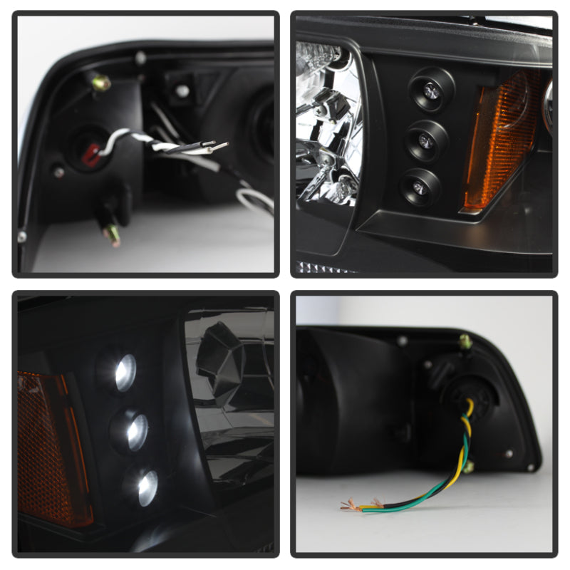 Spyder Ford Mustang 87-93 1PC LED (Replaceable LEDs)Crystal Headlights Black — 1RZU4