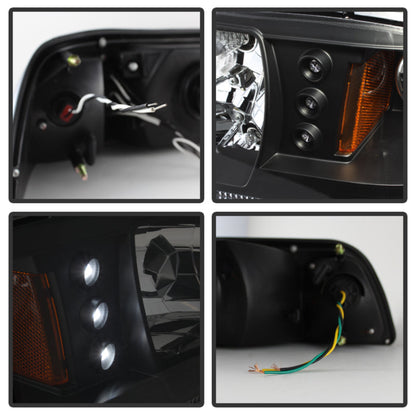 Spyder Ford Mustang 87-93 1PC LED (Replaceable LEDs)Crystal Headlights Black — 1RZU4