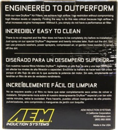 AEM Induction AEM 5.5in Base OD x 4.75in Top OD x 5in Height Conical DryFlow Air Filter 21-202DOSK