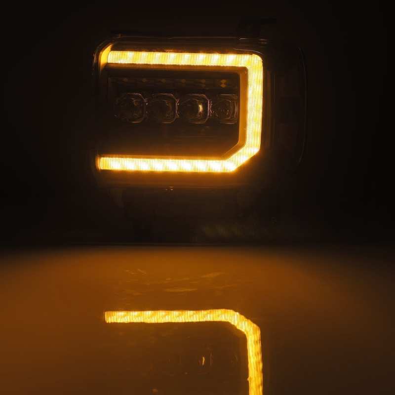AlphaRex 14-18 GMC Sierra NOVA LED Proj Headlights Plank Style Black w/Activ Light/Seq