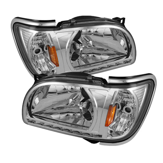 SPYDER Xtune Toyota Tacoma 01-04 1 Piece w/ Chrome Trim Corner Crystal Headlights HD-ON-TT01-1PC-LED-CC-C 5056368