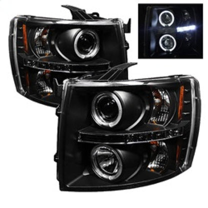 Spyder Chevy Silverado 1500 07-13 Projector Headlights LED Halo LED Blk Pro-Yd-CS07-Hl-Bk