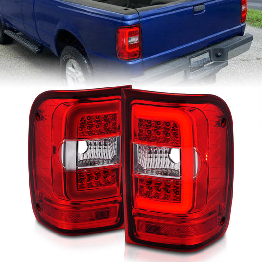 ANZO 2001-2011 Ford  Ranger LED Tail Lights w/ Light Bar Chrome Housing Red/Clear Lens 311393