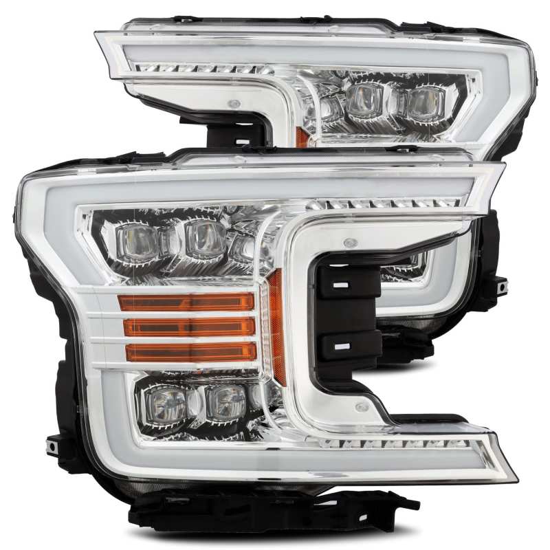AlphaRex 18-19 Ford F-150 NOVA LED Projector Headlights Plank Style Chrome