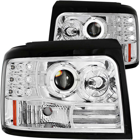 Anzo 1992-1996 Ford F-150 Projector Headlights w/ Halo Chrome w/ Side Marke