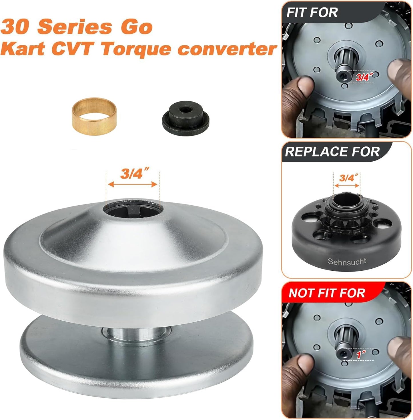 30 Series Torque Converter Kit for Predator 212cc Go Kart & Mini Bike Replaces Comet TAV2 219552A 218353A