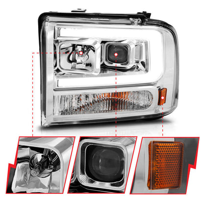 ANZO 99-04 Ford F250/F350/F450/Excursion (excl 99) Projector Headlights