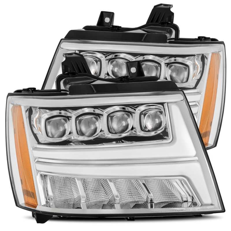 AlphaRex 07-13 Chevy AvalancheáNOVA LED Proj Headlights Plank Style Design Chrome w/Activ