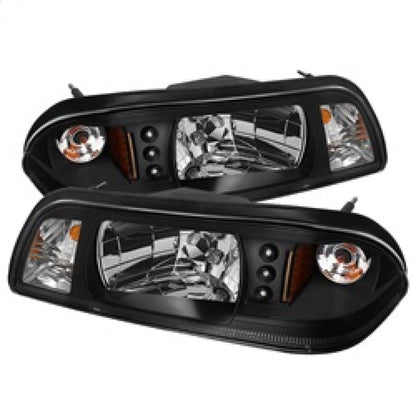 Spyder Ford Mustang 87-93 1PC LED (Replaceable LEDs)Crystal Headlights Black — 1RZU4