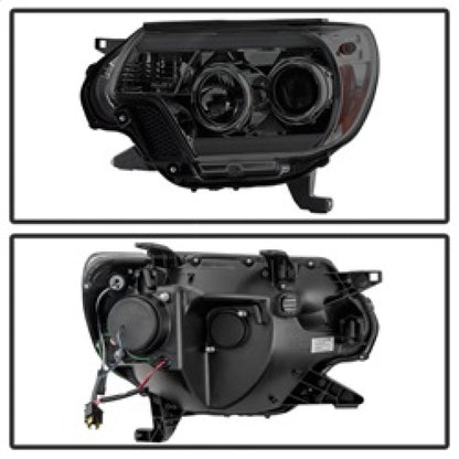 Spyder Toyota Tacoma 12-16 Projector Headlights Light Bar DRL Smoke Pro-Yd-TT12-Lbdrl-Sm