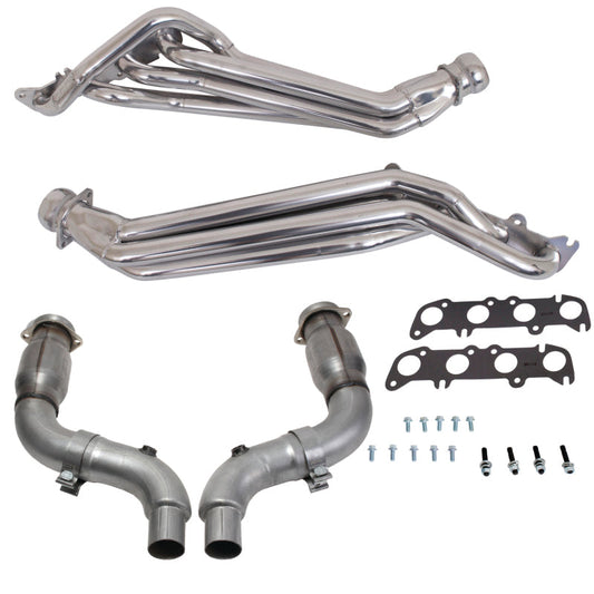 BBK 15-23 Ford Mustang GT 1-3/4 Long Tube Headers w/High Flow Catted Mid Pipe (Silver Ceramic) 16336
