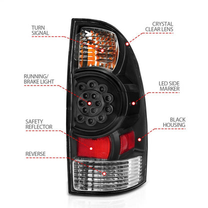 Anzo 2005-2015 Toyota Tacoma LED Taillights Black