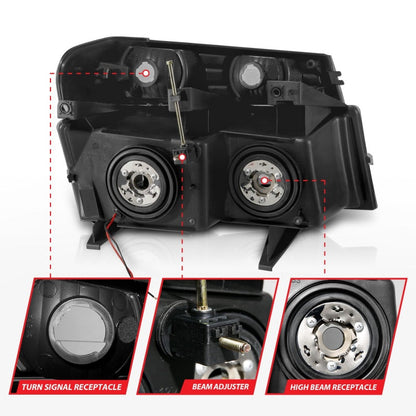 ANZO 04-12 GM Colorado/Canyon/I-Series Crystal Headlights - w/ Light Bar Black Housing 4pcs 111558