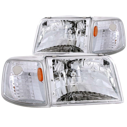 Anzo 1993-1997 Ford Ranger Crystal Headlights Chrome w/ Corner Lights 2pc