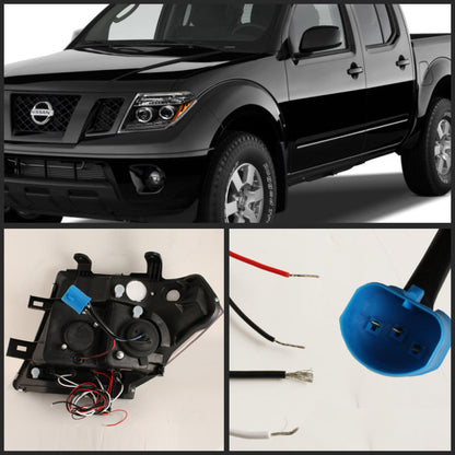 Spyder Nissan Frontier 05-08 Projector Headlights LED Halo LED Blk PRO-YD-NF05-HL-BK 5011527