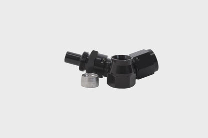 Aeromotive PTFE Hose End - AN-08 - 45 Deg - Black Anodized 15354