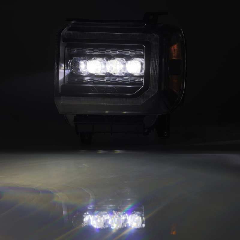 AlphaRex 14-18 GMC Sierra NOVA LED Proj Headlights Plank Style Black w/Activ Light/Seq