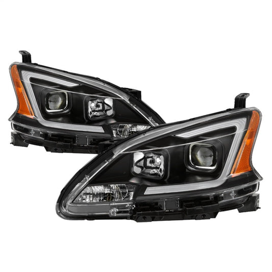 SPYDER xTune 13-15 Nissan Sentra DRL LED Light Bar Halogen Projector Headlights - Black (PRO-JH-NS13-LB-BK) 9042966
