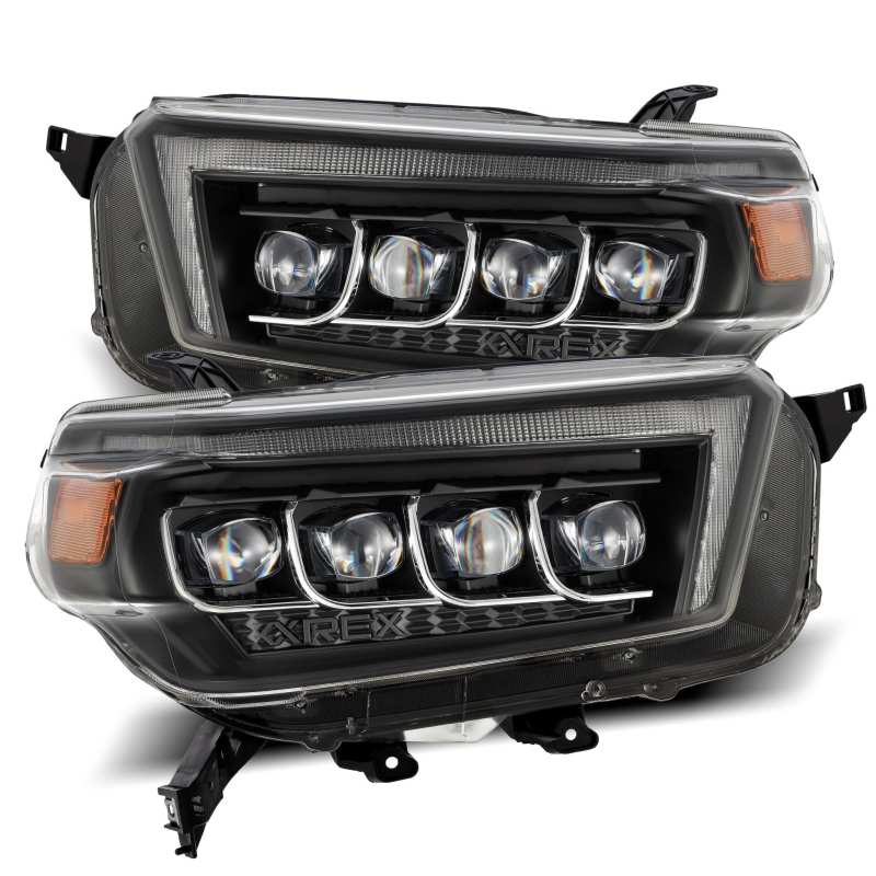 AlphaRex 10-13 Toyota 4Runner NOVA LED Projector Headlights Plank Style Black w/Seq