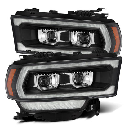 AlphaRex 19-21 Ram 2500 LUXX LED Proj Headlights Plank Style Black w/Activ Light/Seq