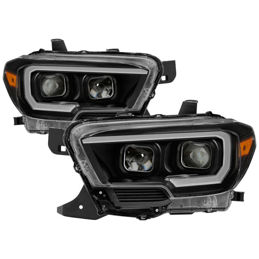 SPYDER xTune Toyota Tacoma 16-18 DRL Light Bar Projector Headlights - Black PRO-JH-TTA16-LBDRL-BK 9039256