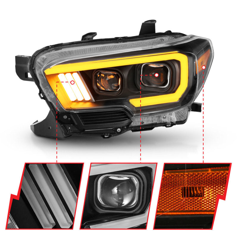 Anzo Toyota Tacoma '16-18 Projector Plank Style Switchback H.L Black Amber — 1EF5C
