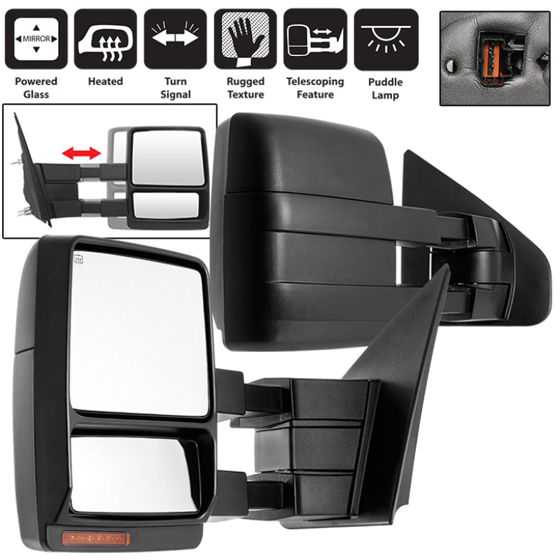 Spyder xTune Ford F-150 07-14 Heated Amber LED Signal Telescoping Mirror