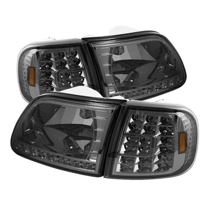 SPYDER Xtune Ford F150 97-03 Crystal Headlights w/ Clear LED Corners Smoke HD-ON-FF15097-LED-SET-SM 5014801