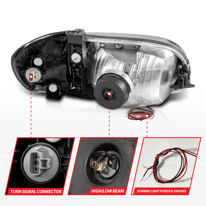ANZO 00-04 Toyota Tundra (Fits Reg/Acc Cab Only) Crystal Headlights w/Light Bar Black