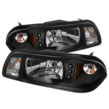 Spyder Ford Mustang 87-93 1PC LED (Replaceable LEDs)Crystal Headlights Black — 1RZU4