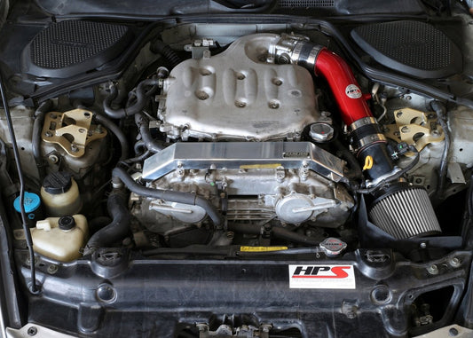 HPS Shortram Air Intake Kit 2003-2006 Nissan 350Z 3.5L V6, Includes Heat Shield, Red