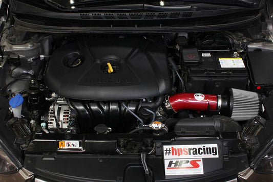 HPS Shortram Air Intake Kit 2011-2016 Hyundai Elantra 1.8L, Includes Heat Shield, Red
